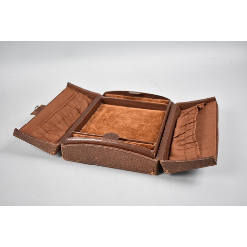 81 - A Mid 20th Century Leather Covered Jewellery Box with Twin Hinged Lids and Removable Fitted Inner Tr... 