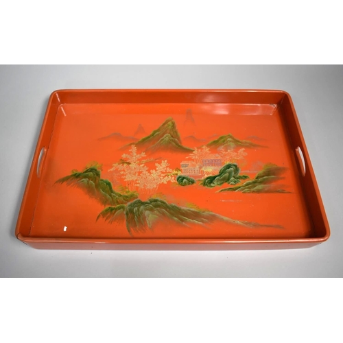 92 - A Mid 20th Century Chinese Lacquered Tray, 48cms by 31cms