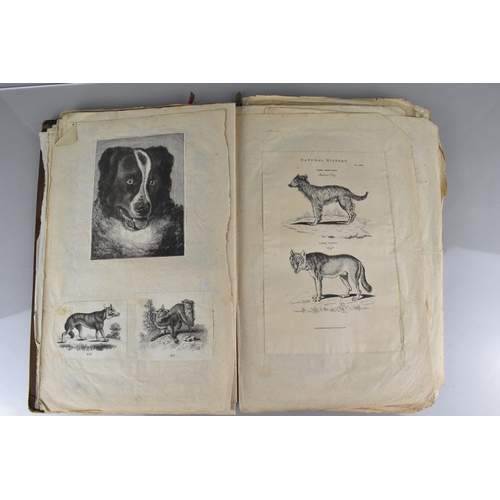 213 - An Early 19th Century Leather Bound Artist's Folio Containing Paintings, Engravings, Drawings Sketch... 