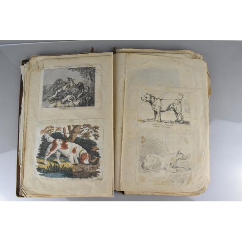 213 - An Early 19th Century Leather Bound Artist's Folio Containing Paintings, Engravings, Drawings Sketch... 