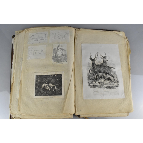 213 - An Early 19th Century Leather Bound Artist's Folio Containing Paintings, Engravings, Drawings Sketch... 