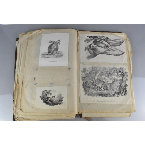 213 - An Early 19th Century Leather Bound Artist's Folio Containing Paintings, Engravings, Drawings Sketch... 