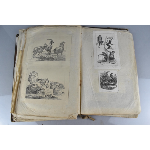 213 - An Early 19th Century Leather Bound Artist's Folio Containing Paintings, Engravings, Drawings Sketch... 