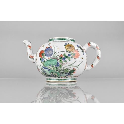 246 - A Chinese Qing Dynasty Kangxi Porcelain Famille Verte Teapot Decorated with Blooming Flowers and Ins... 