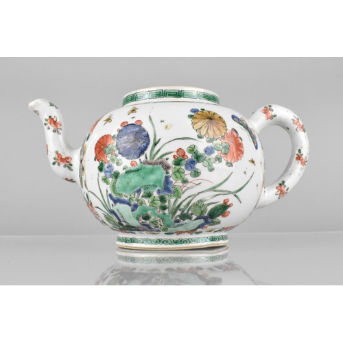 246 - A Chinese Qing Dynasty Kangxi Porcelain Famille Verte Teapot Decorated with Blooming Flowers and Ins... 