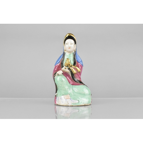 231 - A Chinese Qing Dynasty, 18th Century, Porcelain Study of Seated Maiden Decorated in Polychrome Ename... 