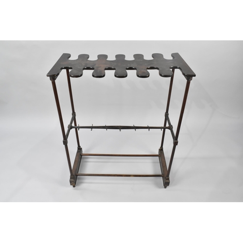 61 - A Georgian Mahogany Boot Rack, With Shaped Top for Twelve Boots Raised on Spindle Supports with Cent... 