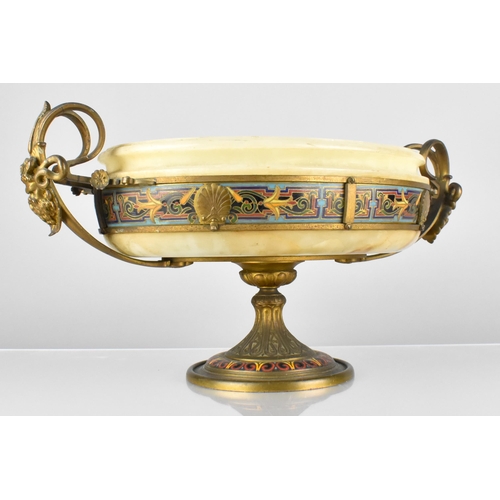 201 - A Late 19th Century French Barbedienne Bronze, Champleve and Onyx Centrepiece having Twin Scrolled H... 