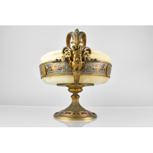 201 - A Late 19th Century French Barbedienne Bronze, Champleve and Onyx Centrepiece having Twin Scrolled H... 