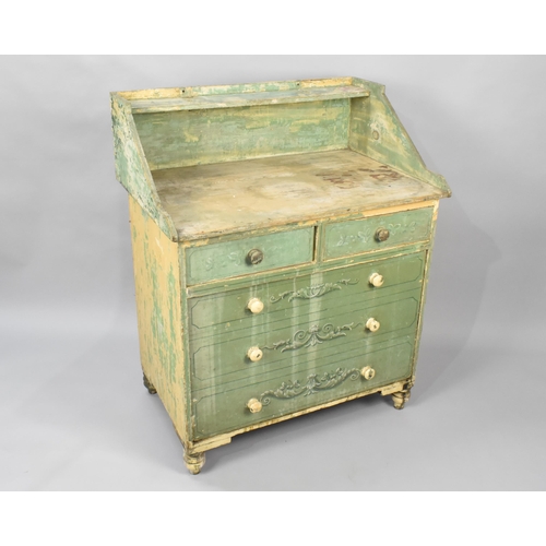 27 - A 19th Century Painted Pine Washstand with Trompe L'oeil Decoration, Reverse Lining and Acanthus Scr... 