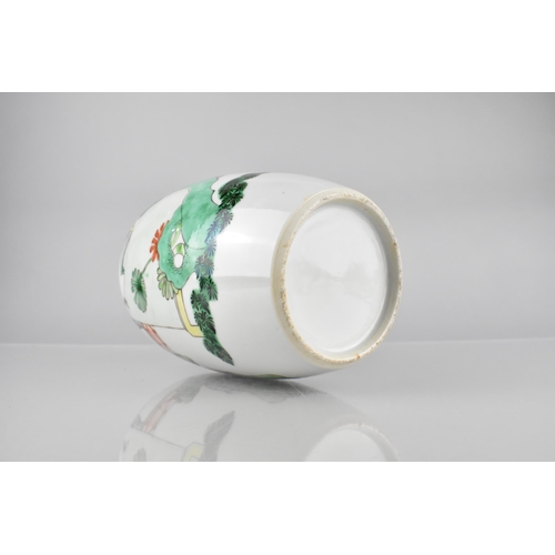 243 - A Chinese Porcelain Famille Verte Jar of Cylindrical Form Decorated with Figures in Exterior Setting... 