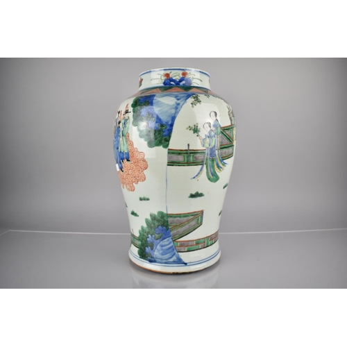 244 - An 18th/19th Century Qing Dynasty Chinese Porcelain Baluster Vase Decorated in the Famille Verte Pal... 