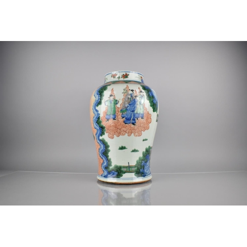 244 - An 18th/19th Century Qing Dynasty Chinese Porcelain Baluster Vase Decorated in the Famille Verte Pal... 