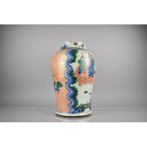 244 - An 18th/19th Century Qing Dynasty Chinese Porcelain Baluster Vase Decorated in the Famille Verte Pal... 