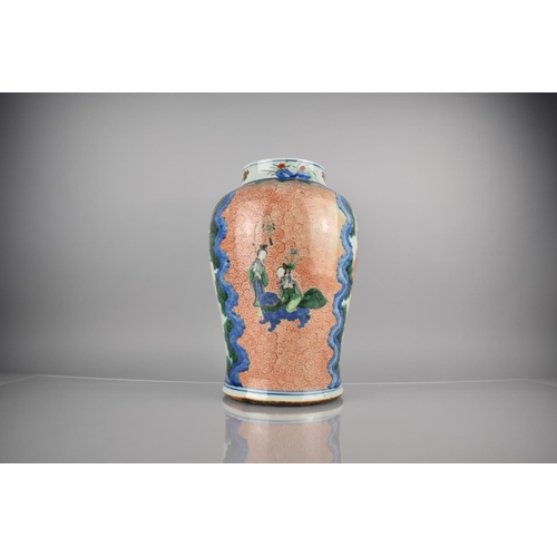 244 - An 18th/19th Century Qing Dynasty Chinese Porcelain Baluster Vase Decorated in the Famille Verte Pal... 