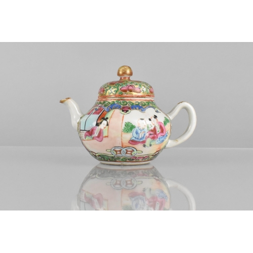 228 - A Chinese Qing Dynasty Porcelain Miniature Teapot Decorated in the Famillie Rose Palette In the Usua... 