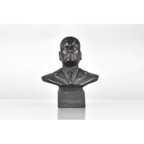 210 - A Bronze Bust of Mussolini, 13cm High