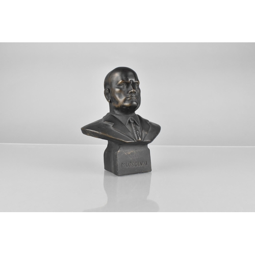 210 - A Bronze Bust of Mussolini, 13cm High