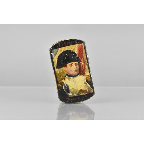 54 - A 19th Century French Papier Mache Snuff Box, the Hinged Lid Painted in Polychrome with Portrait of ... 