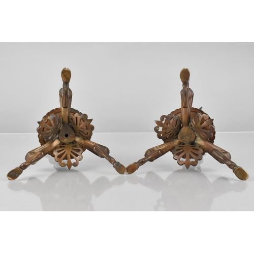 202 - A Pair of 19th Century Barbedienne Foundry Candlesticks Modelled with Gadrooned Sconce above Bamboo ... 