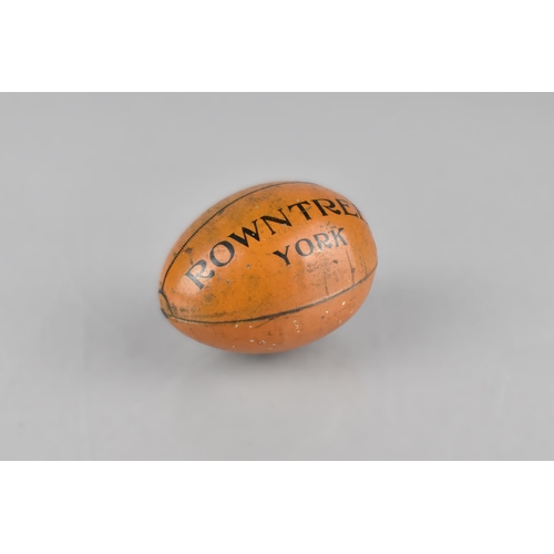 An Early 20th Century Rowntree Novelty Miniature Sample Confectionery Tin in The Form of a Stitched Leather Rugby Ball, 6cm Long