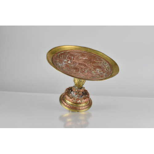 195 - A 19th Century Brass and Copper Tazza with a Baroque Allegorical Decoration, 18cm Diameter, 13cm Hig... 