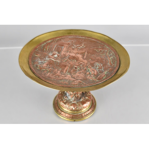 195 - A 19th Century Brass and Copper Tazza with a Baroque Allegorical Decoration, 18cm Diameter, 13cm Hig... 