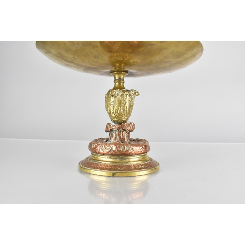 195 - A 19th Century Brass and Copper Tazza with a Baroque Allegorical Decoration, 18cm Diameter, 13cm Hig... 