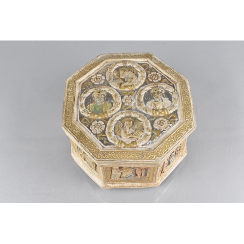 118 - A 19th Century Continental Pastiglia Gesso Casket with Original Polychrome Painted Decoration, 19x20... 