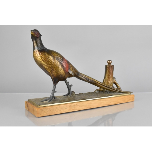 69 - An Early 20th Century Austrian Cold Painted Spelter Table Lighter In the Form Of a Cock Pheasant By ... 