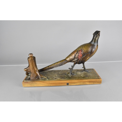 69 - An Early 20th Century Austrian Cold Painted Spelter Table Lighter In the Form Of a Cock Pheasant By ... 