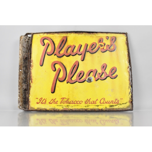 85 - A Vintage Double Sided Enamel Sign For Players With Red Lettering On Yellow Ground, 'Players Please ... 