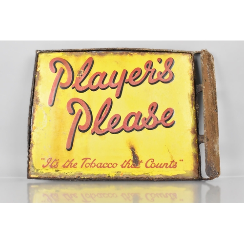 85 - A Vintage Double Sided Enamel Sign For Players With Red Lettering On Yellow Ground, 'Players Please ... 