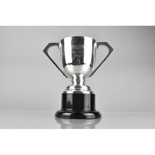 193 - A George V Silver Trophy by James Deakin & Sons, Having Twin Canted Handles and Inscribed 'The Oakle... 