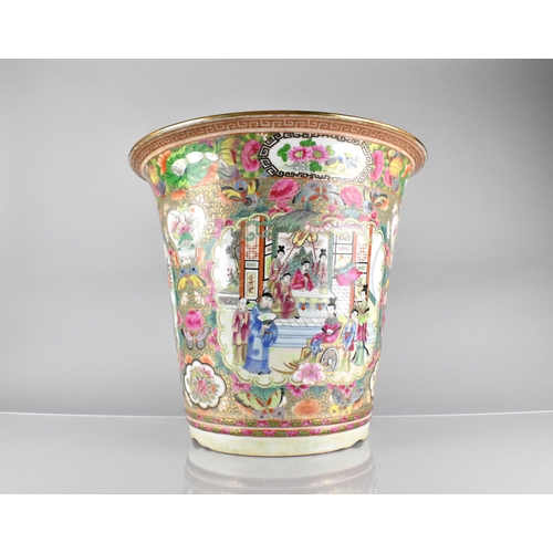 230 - A Large Chinese Porcelain Famille Rose Jardiniere Decorated In The Usual Manner With Court and Bird ... 