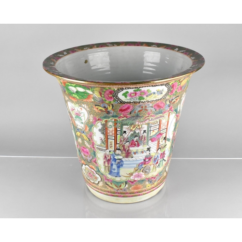 230 - A Large Chinese Porcelain Famille Rose Jardiniere Decorated In The Usual Manner With Court and Bird ... 