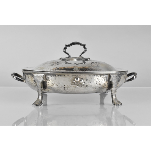 199 - An Early 20th Century William Hutton & Sons Arts and Crafts Silver Plated Tureen With Hammered Body ... 