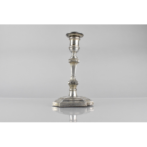143 - A George V Silver Candlestick by Hawksworth, Eyre and Co Ltd, on Tapering Square Canted and Weighted... 