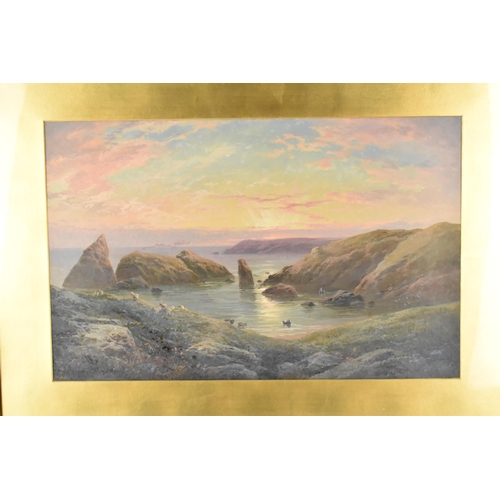 102 - George Henry Jenkins 1843-1914, Oil on Board, Kynance Cove, Cornwall, Signed and Dated 1870, Subject... 