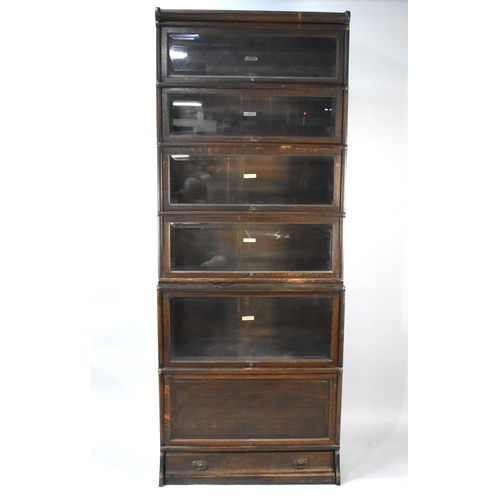 44 - An Early 20th Century Oak Glazed Globe Wernicke Six Section Bookcase, 87x35x222cm High