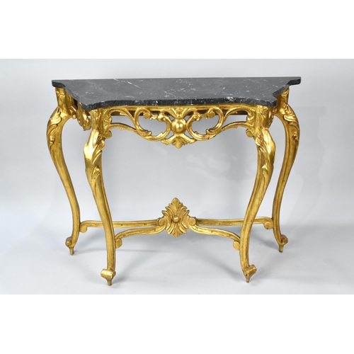 194 - A Late 20th Century Gilt Based and Marble Topped Console Table by marmoles Gomez, Sevilla. 86X31X80c... 