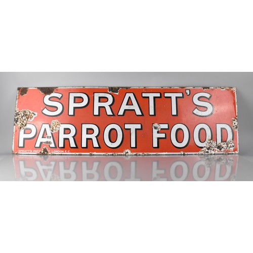 88 - A Vintage Enamel Sign for Spratt's Parrot Food, 102x30cm