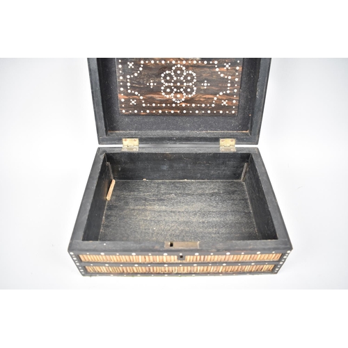 1 - An Early 20th Century Anglo Indian Colonial Ebony and Porcupine Rectangular Quill Box, Hinged Lid to... 