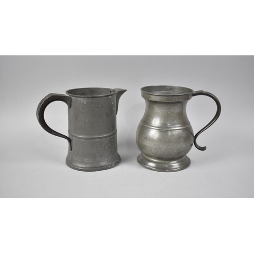 107 - A Victorian Pewter Measuring Jug together with a Georgian Pewter Quart Measure