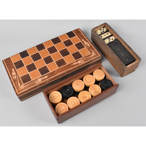 112 - A Mid 20th Century Continental Chess Set in Folding Box, 25.5 cms Wide, Together with a Set of Vinta... 