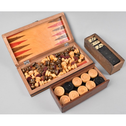 112 - A Mid 20th Century Continental Chess Set in Folding Box, 25.5 cms Wide, Together with a Set of Vinta... 