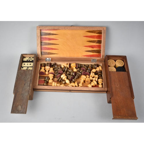 112 - A Mid 20th Century Continental Chess Set in Folding Box, 25.5 cms Wide, Together with a Set of Vinta... 