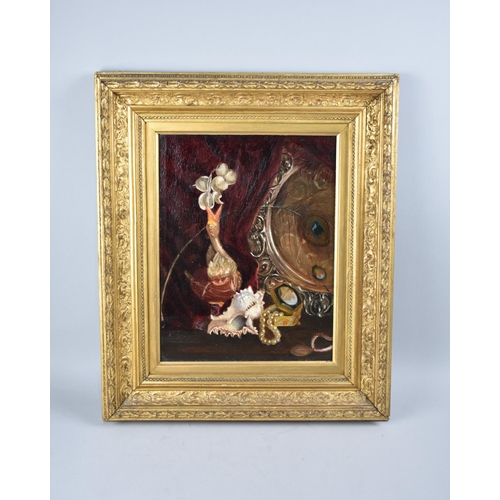 136 - A Late 19th century Gilt Framed Oil, Still Life, 25.5x33cms