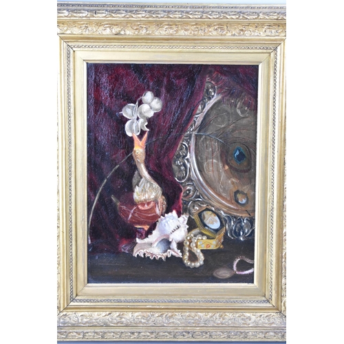 136 - A Late 19th century Gilt Framed Oil, Still Life, 25.5x33cms