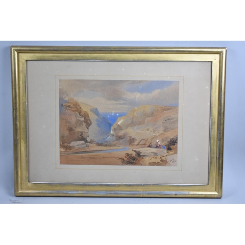 137 - A Framed 19th Century Watercolour Depicting Continental Road Leading to the Mediterranean, Monogramm... 